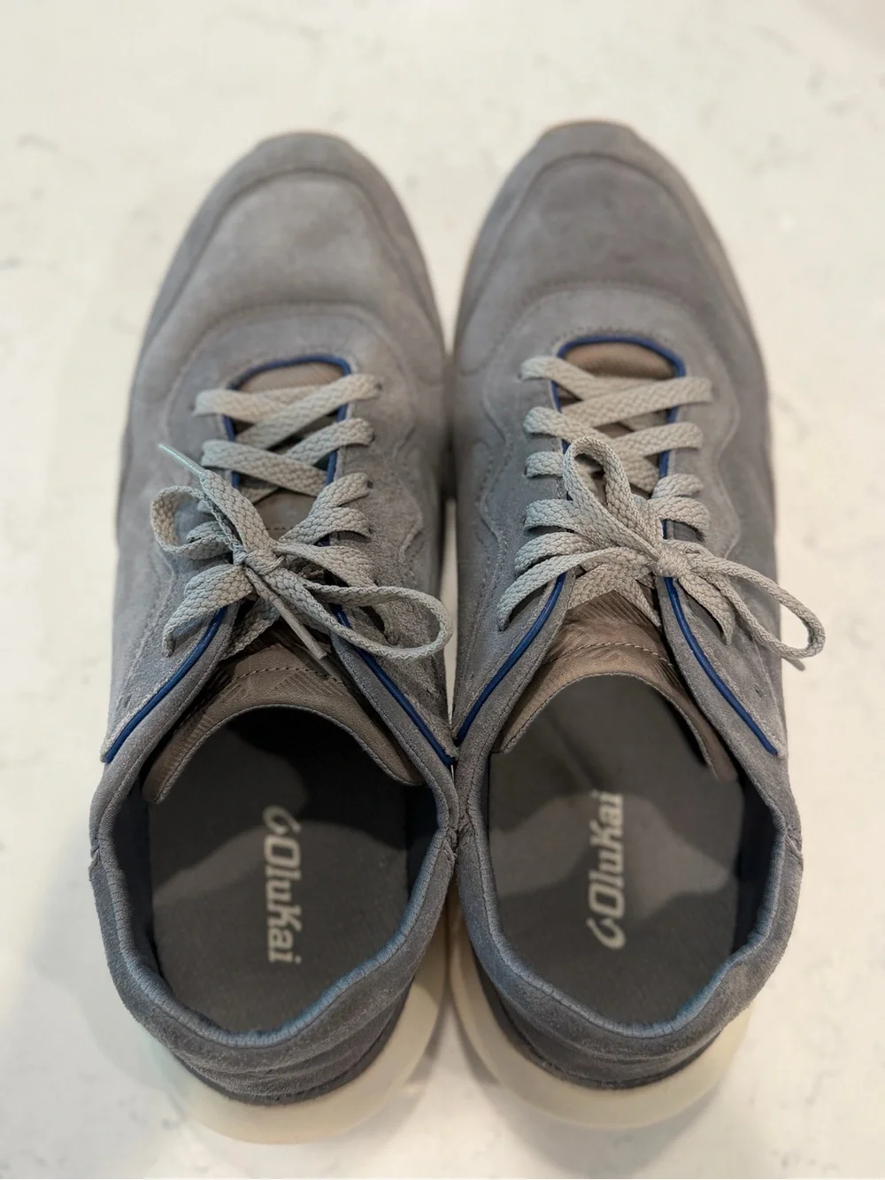 OluKai Men's Gray Suede Lace-Up Sneakers